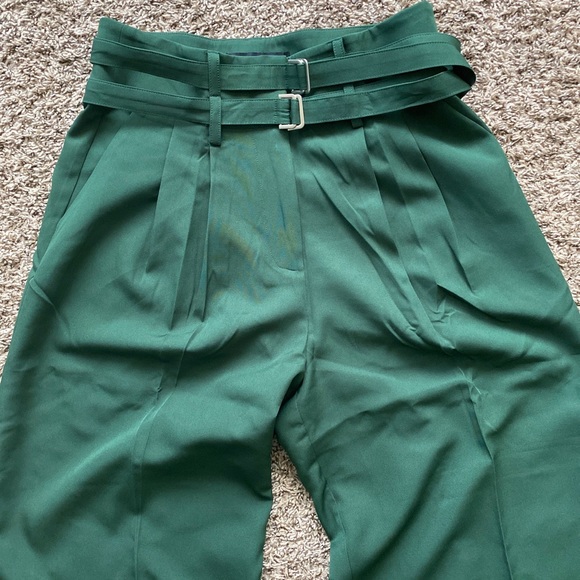 Lioness Gigi Baggy Pant Moss Paperbag Wide Leg Green Trousers Size Small - Picture 4 of 9